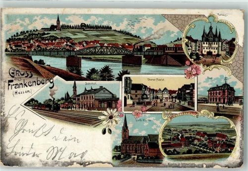 Frankenberg 1903 Bahnhof Rathaus Oberer Markt Post Ederbrücke