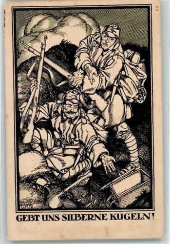 Künstler der WW 1918 Silberne Kugeln Soldaten Kriegsanleihen