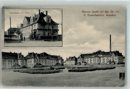Graudenz 1916 Kaserne Landw.Inf.-Rgt. Nr. 101 II.Ers.-Batl. Feldpost Inf.-Rgt. Nr. 2
