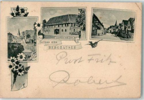 Berghausen Dorfstraße Gasthaus zum Laub Vogel Sonnenblumen
