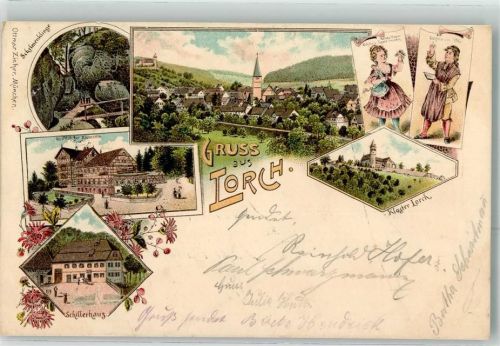 Lorch 1904 Schelmenklinge Gasthaus Zur Hamonie Schillerhaus Kloster Trachten