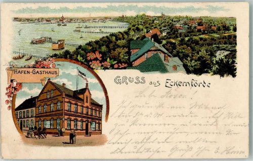 Eckernförde 1901 Hafen Hafen-Gasthaus