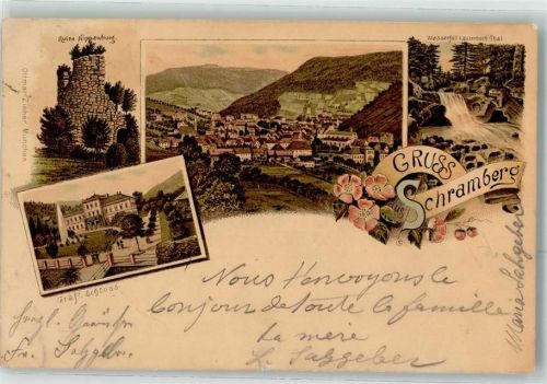 Schramberg 1901 Ruine Nippenburg Gräfl. Schloss Wasserfall Lauterbach-Tal