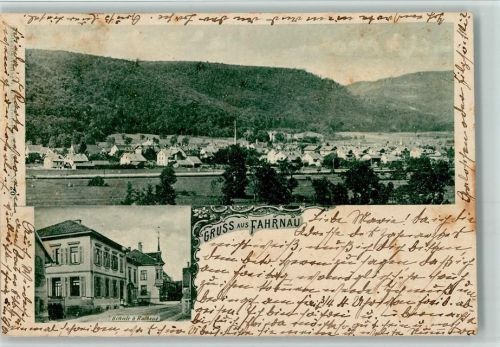 Fahrnau 1900 Schule und Rathaus, Teilansicht - Flecken AK