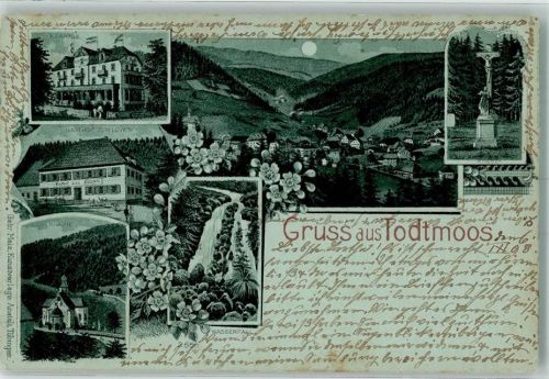Todtmoos 1898 Wasserfall Gasthaus zum Löwen Steinkreuz