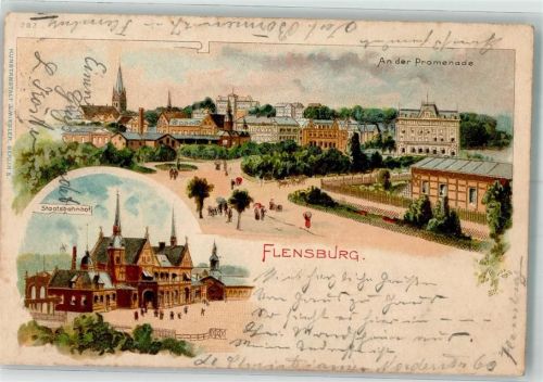 Flensburg 1900 Staatsbahnhof An der Promenade