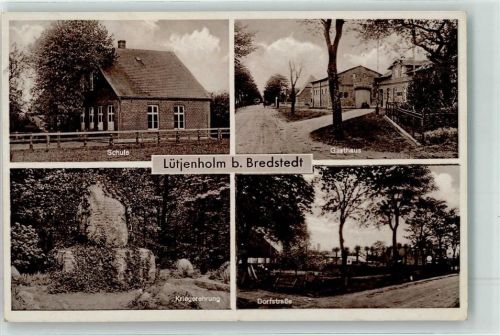 Lütjenholm WK II Stempel Schule Gasthaus Kriegerdenkmal