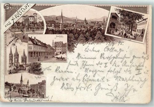 Arnstadt 1895 Vorläufer Marktplatz Eremitage Das Ried Bahnpoststempel
