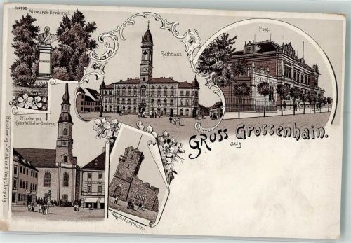 Großenhain Vorläufer Rathaus Post Kupferbergturm Bismarck-Denkmal
