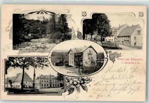 Bärenfels 1910 Bahn-Hotel Post Sparkasse Schloß Bärenstein