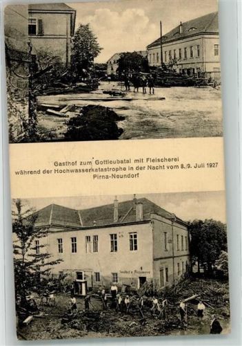 Pirna 1927 Hochwasserkatastrophe 1927 Gasthaus zum Gottleubatal