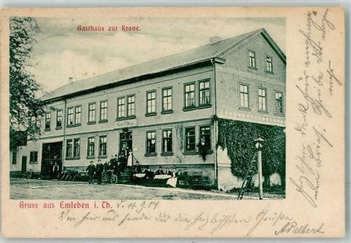 99869 O5801 Emleben 1904 Gebrauchsspuren Gasthaus zur Krone Bahnpost Zug 542