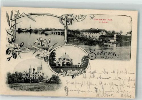 Seebruck 1902 Villa Hertling Gasthaus zur Post Schloß Ising Nachporto Philatelistische Besonderheit Jahreszahl im Stempel verdreht