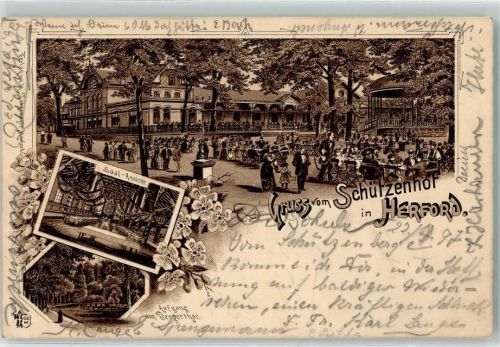 Herford 1897 Gasthaus Schützenhof Saal Aufgang vom Bergertor Ottmar Zieher