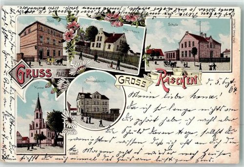Großräschen 1904 Post Pfarrhaus Amtsgebäude Schule