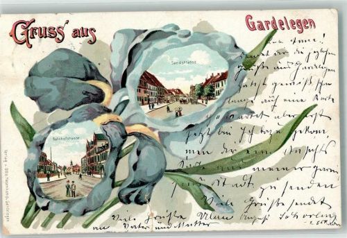 Gardelegen 1902 Blütenblatt Sandstraße Bahnhofstraße Lithographie Einriß