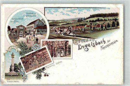 Engelsbach Gasthaus zum Paradies Gasthaus zur guten Quelle Kandelaber Paradies Steine Gruss Blumen