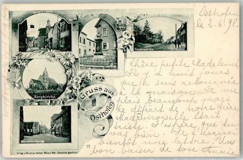 Osthofen 1898 Mainzerstraße Bergkirche Kaiser Wilhelm-Denkmal Friedenseiche