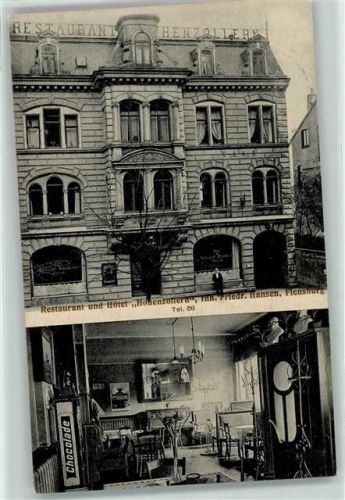 Flensburg 1913 Gasthaus Hotel Hohenzollern Friedr. Hansen Gastraum Chocolade