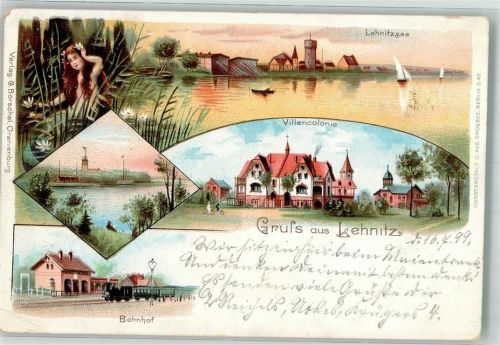 Lehnitz 1899 Seenixe Bahnhof Villenkolonie Lehnitz-See Bahnpost Berlin- Zg. 208