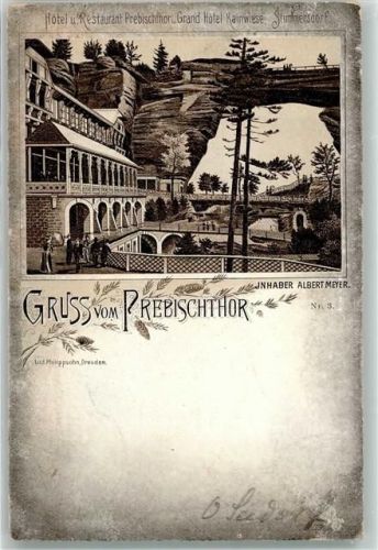 Hrensko 1894 Hotel Prebischtor Lithographie