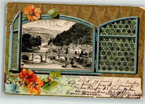 Münden 1902 Passepartout Der Weserblick Weserbrücke