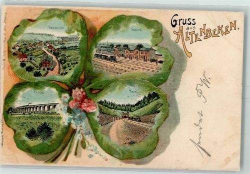 Altenbeken 1902 Brücke Tunnel Bahnhof Vierblättriger Klee Lithographie