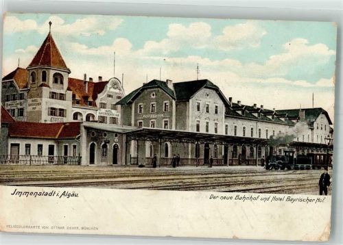 Immenstadt 1914 Neuer Bahnhof Hotel Bayrischer Hof Verlag Ottmar Zieher-München