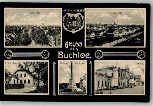 Buchloe 1915 Vereinshaus Kriegerdenkmal Bahnhof Wappen