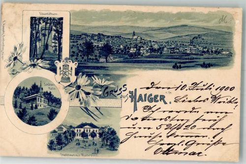 Haiger 1900 Eduardsturm Schützen-Halle Stadthaus Marktplatz Wappen