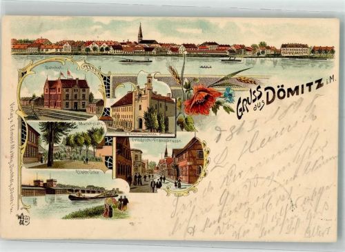 Dömitz 1898 Festungsschloß Elbbrücke Marktplatz Bahnhof Friedrich-Franzstraße