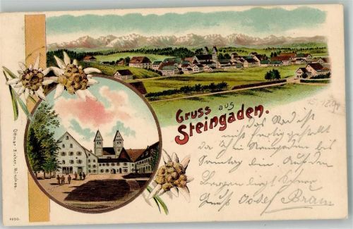 Steingaden 1898 Edelweiss Marktplatz Klosterkirche Verlag Ottmar Zieher-München