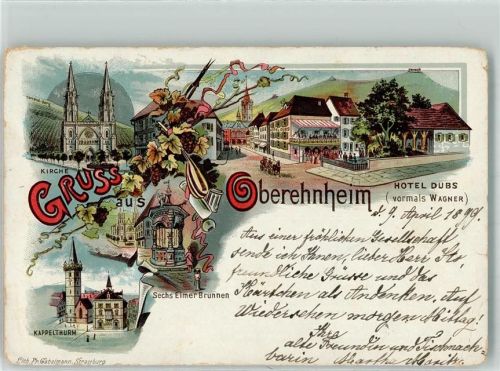 Obernai 1899 Kirche Denkmal Sechs Eimer Brunnen Hotel Dubs