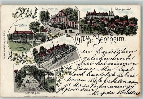 Bad Bentheim 1897 Hotel Bellevue Bahnhof-Allee Bahnhof Eisenbahn
