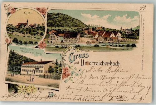 Unterreichenbach 1899 Lithographie Gasthaus zum Deutschen Kaiser