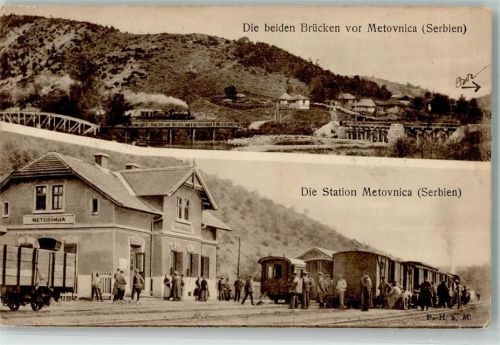 Zajecar 1920 Metovnica Die beiden Brücken Bahnhof Eisenbahn