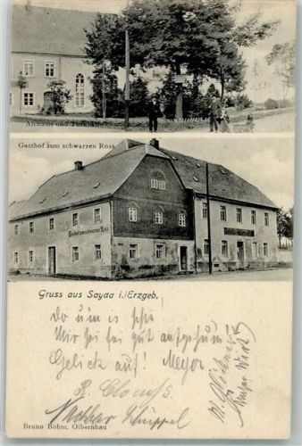 Sayda Gasthaus zum schwarzen Roß Aichamt Turnhalle Bahnpost Mulda-