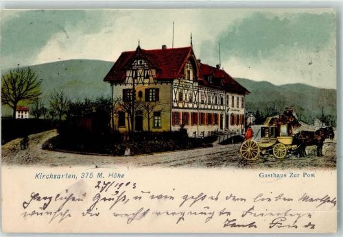 Kirchzarten 1903 Gasthaus Zur Post Postkutsche