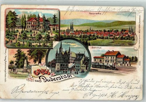 Duderstadt 1899 Rathaus Kriegerdenkmal Bahnhof
