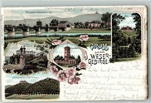 Rinteln 1899 Weserbrücke Schaumburg Paschenburg Grüner Altar Klippenturm