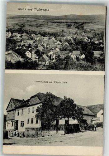 Tiefenbach 1910 Gasthaus Grün Bahnpost -Giessen