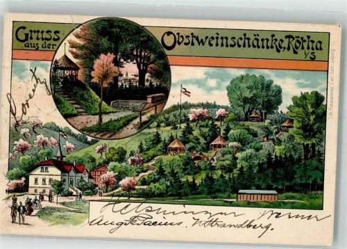 Rötha 1900 Obstweinschänke Rötha sign. WA Bahnpost -Hof Zg. 215