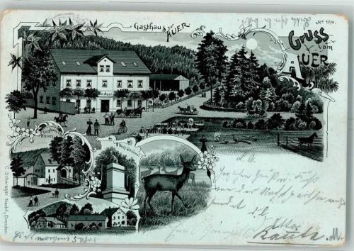 Auer 1901 Gasthaus zur Auer Wolf-Denkmal Forsthaus Kreiern Reh