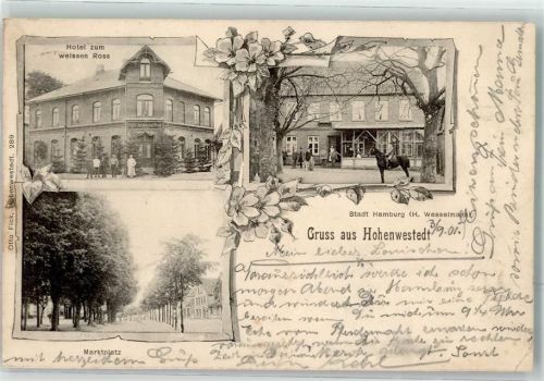 24594 W2354 Hohenwestedt 1901 - Hotel zum weissen Roß Marktplatz Gasthaus Stadt Hamburg