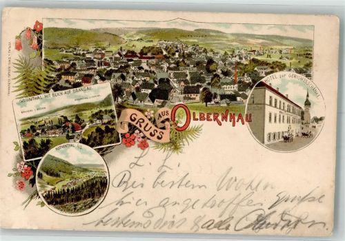 Olbernhau 1895 Lithographie Hotel z. Gerichtsschänke Rothenthal Vorläufer