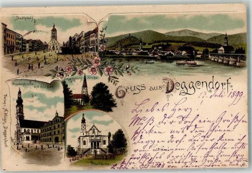 Deggendorf 1899 Pfarrkirche Gnadenkirche Kloster Geyersberg-Kirche Stadtplatz