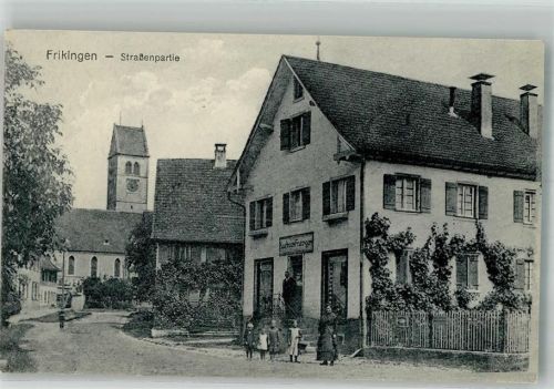 Frickingen Dorfstrasse Kirchturm Martinskirche Ladengeschäft