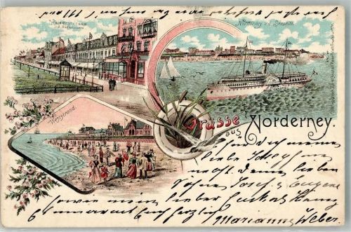 Norderney 1899 Weststrand Kaiserstraße Dampfer