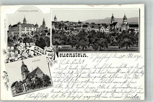 Neuenstein 1896 Schloss Kirche