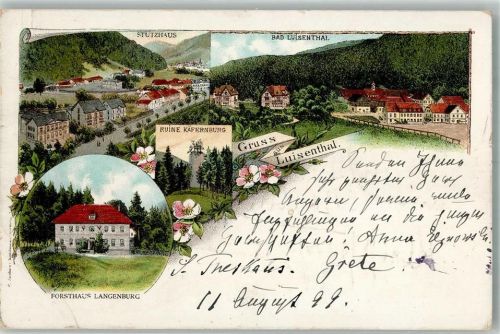 Luisenthal 1899 Forsthaus Langenburg Stutzhaus Ruine Käfernburg Nachsendung